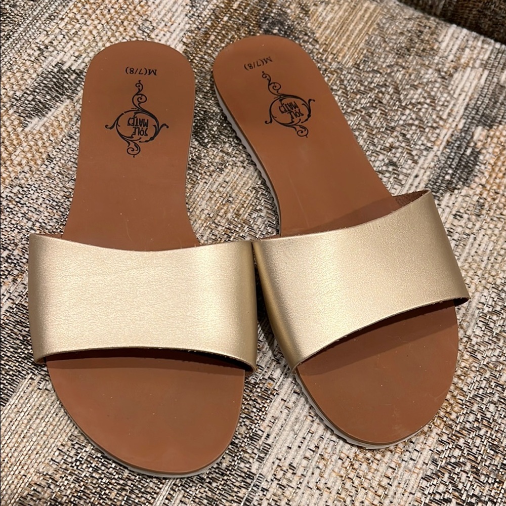 Gold Slide Sandals